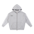 Contrast Tape Raw Edge Double Layered Zip Hoodie