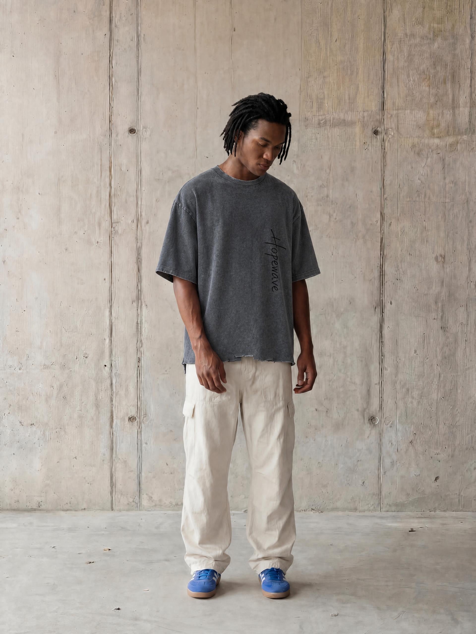 Snow Wash Raw-Hem Boxy T-shirt