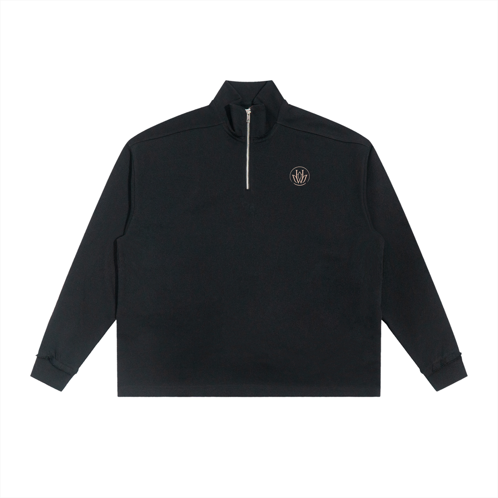 Half-Zip Rolled Edge Fleece Sweatshirt