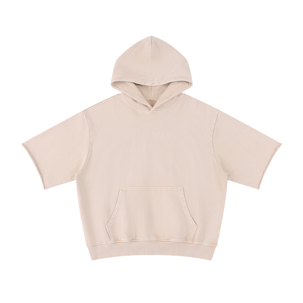 Unisex Mineral Wash Short Sleeve Hoodie