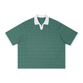 Unisex Boxy Plaid Color Block Polo Shirt