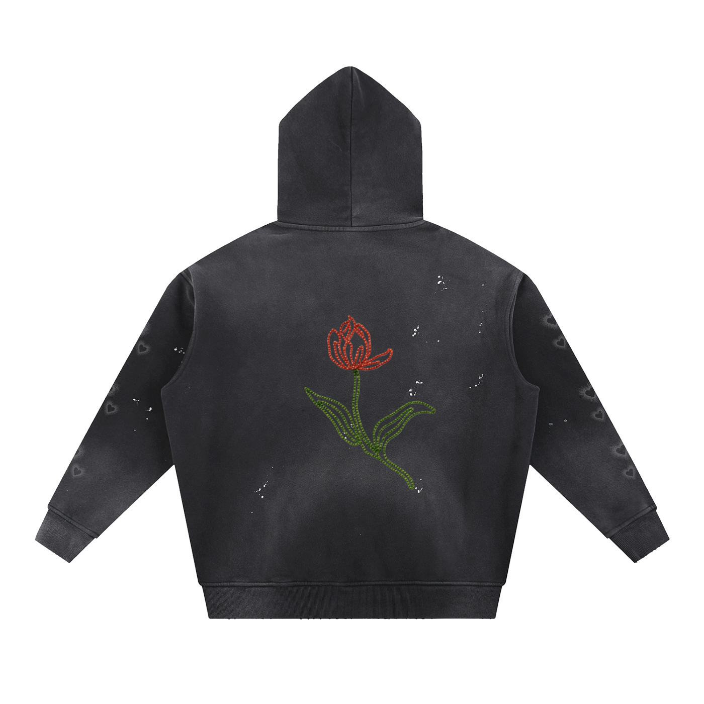 Vintage Washed Frayed Fleece Hoodie