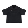 Unisex Vintage Wash Boxy Quarter-Zip Denim Shirt