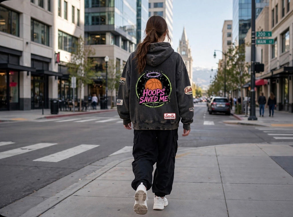 Vintage Washed Frayed-Hem Hoodie