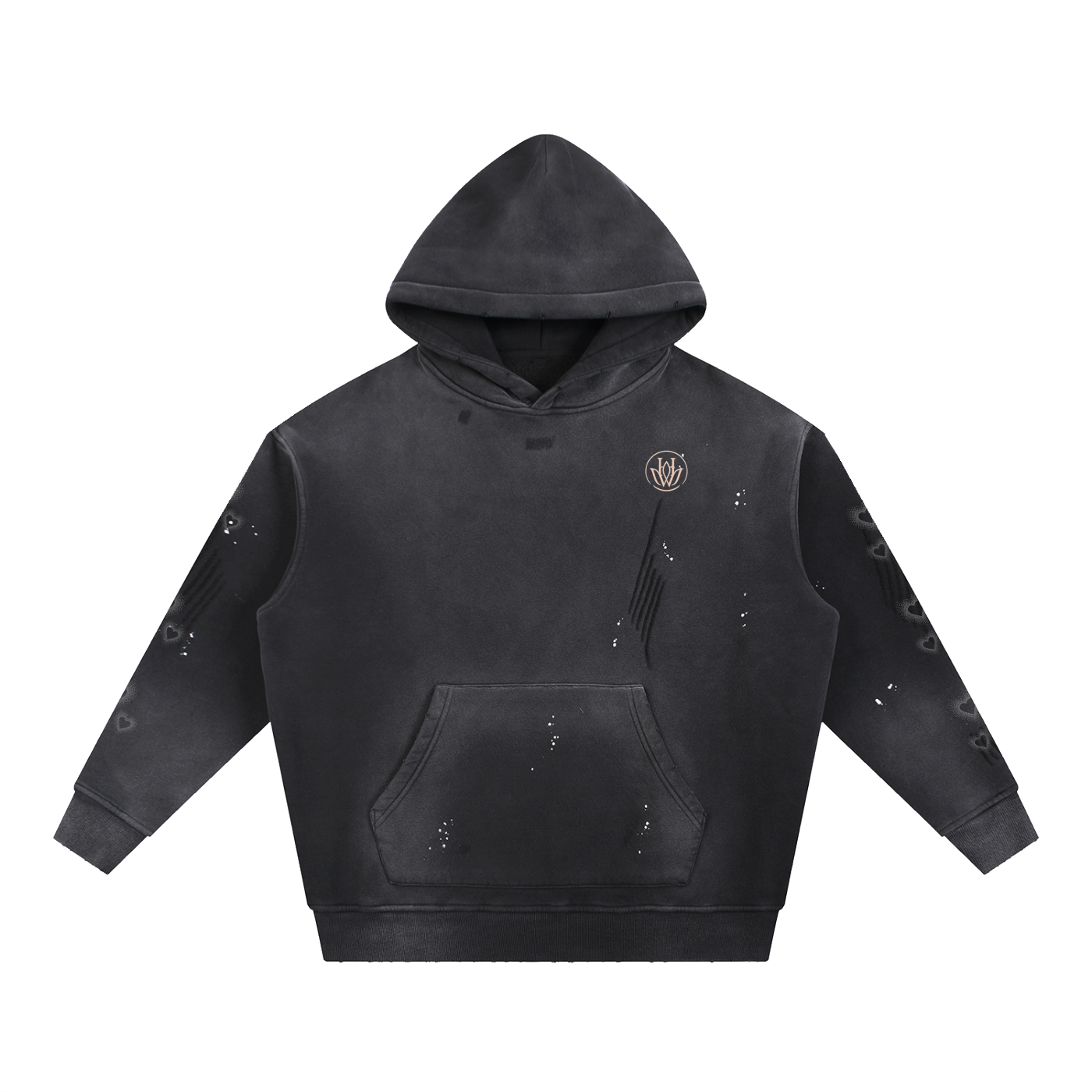 Vintage Washed Frayed Fleece Hoodie