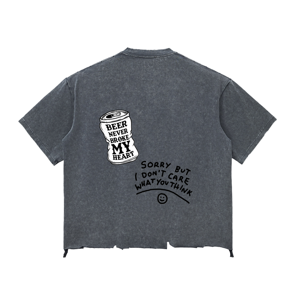 Snow Wash Raw-Hem Boxy T-shirt