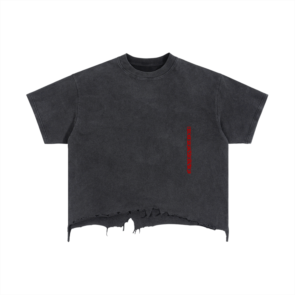 Vintage Wash Boxy Distressed Hem T-Shirt