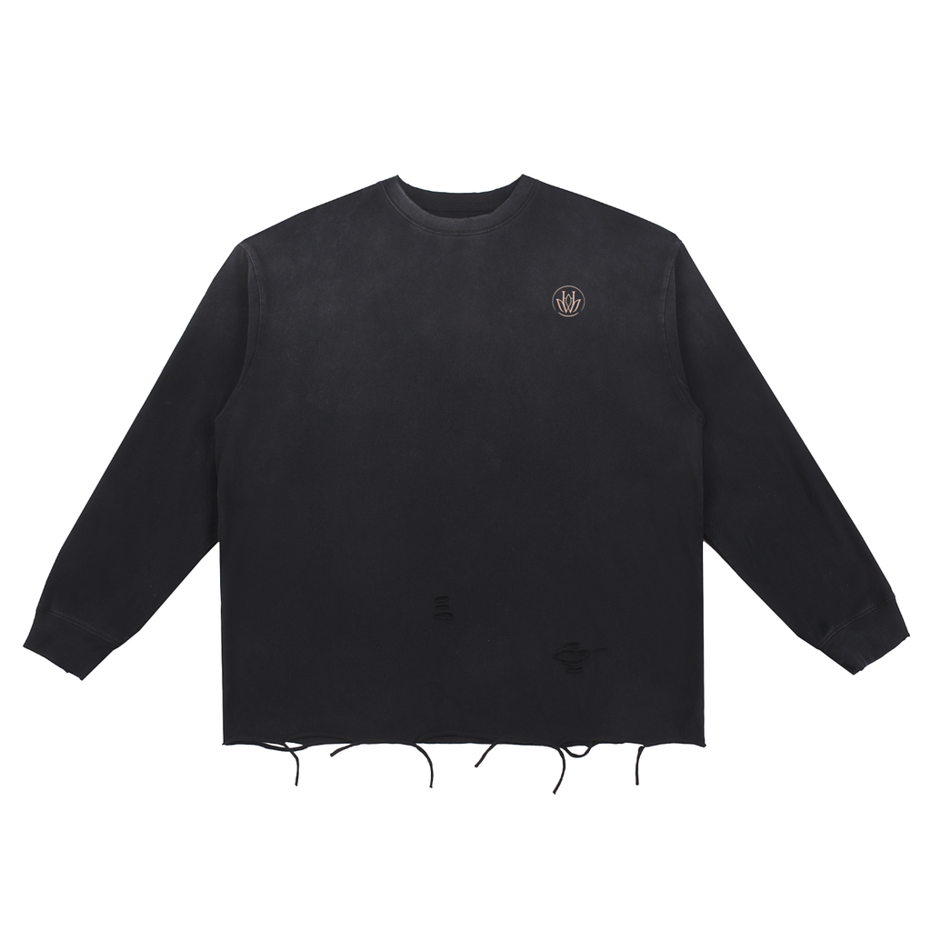 Snow Wash Raw Edge Cotton T-Shirt