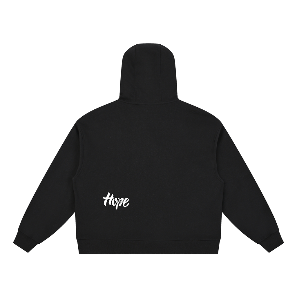 Boxy Button Placket Hoodie