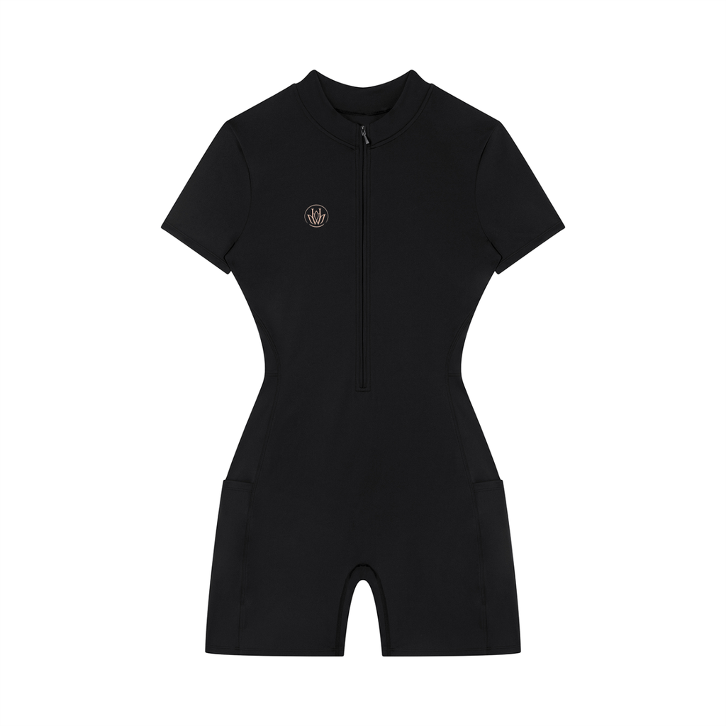 Women's Quarter-Zip Short Sleeve Romper