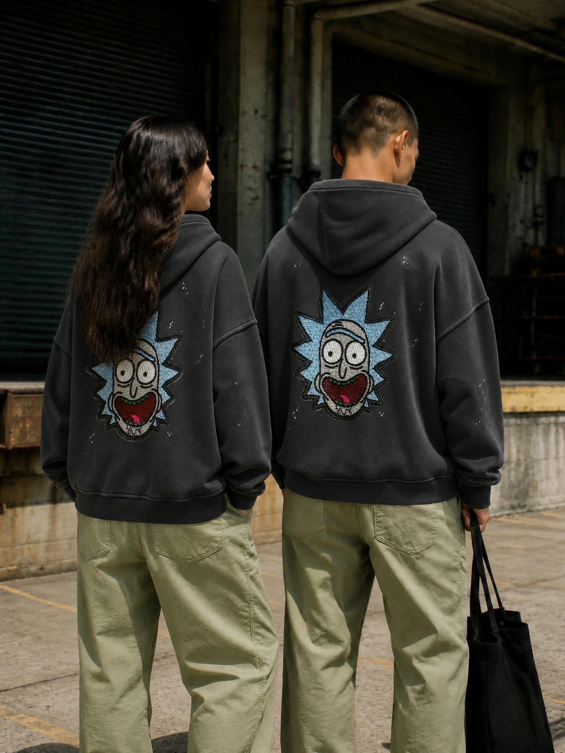 Vintage Washed Frayed Fleece Hoodie