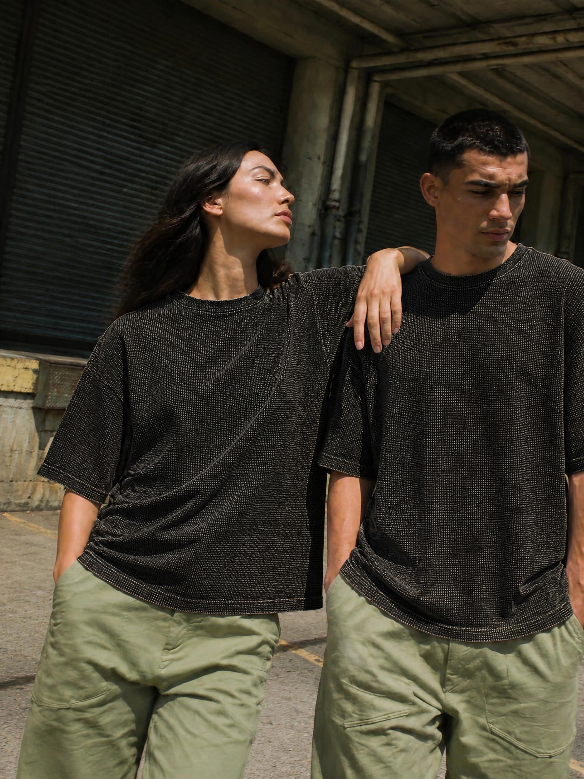 Textured Waffle Washed Boxy T-Shirt
