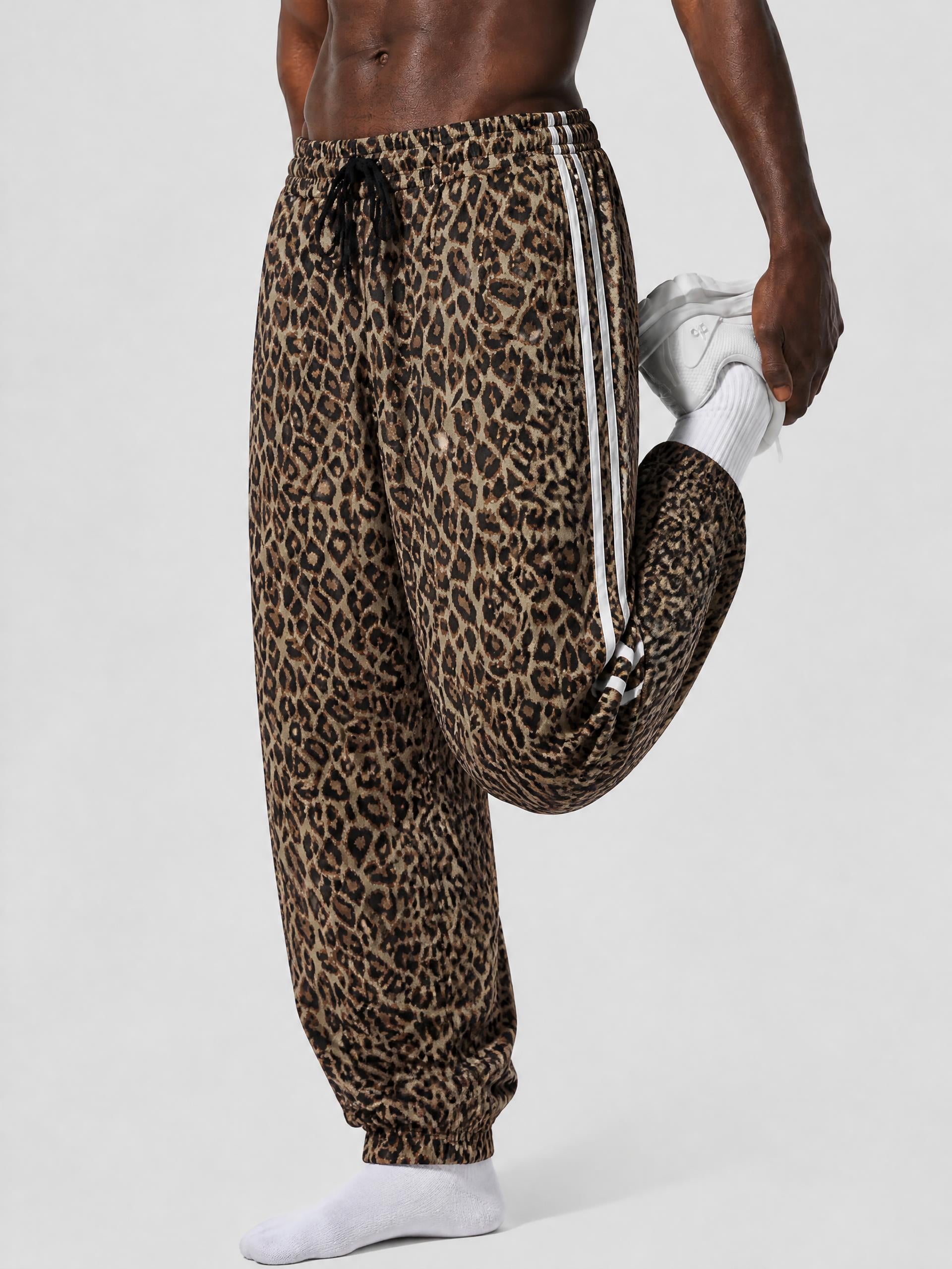 Unisex Leopard Barrel Leg Sweatpants