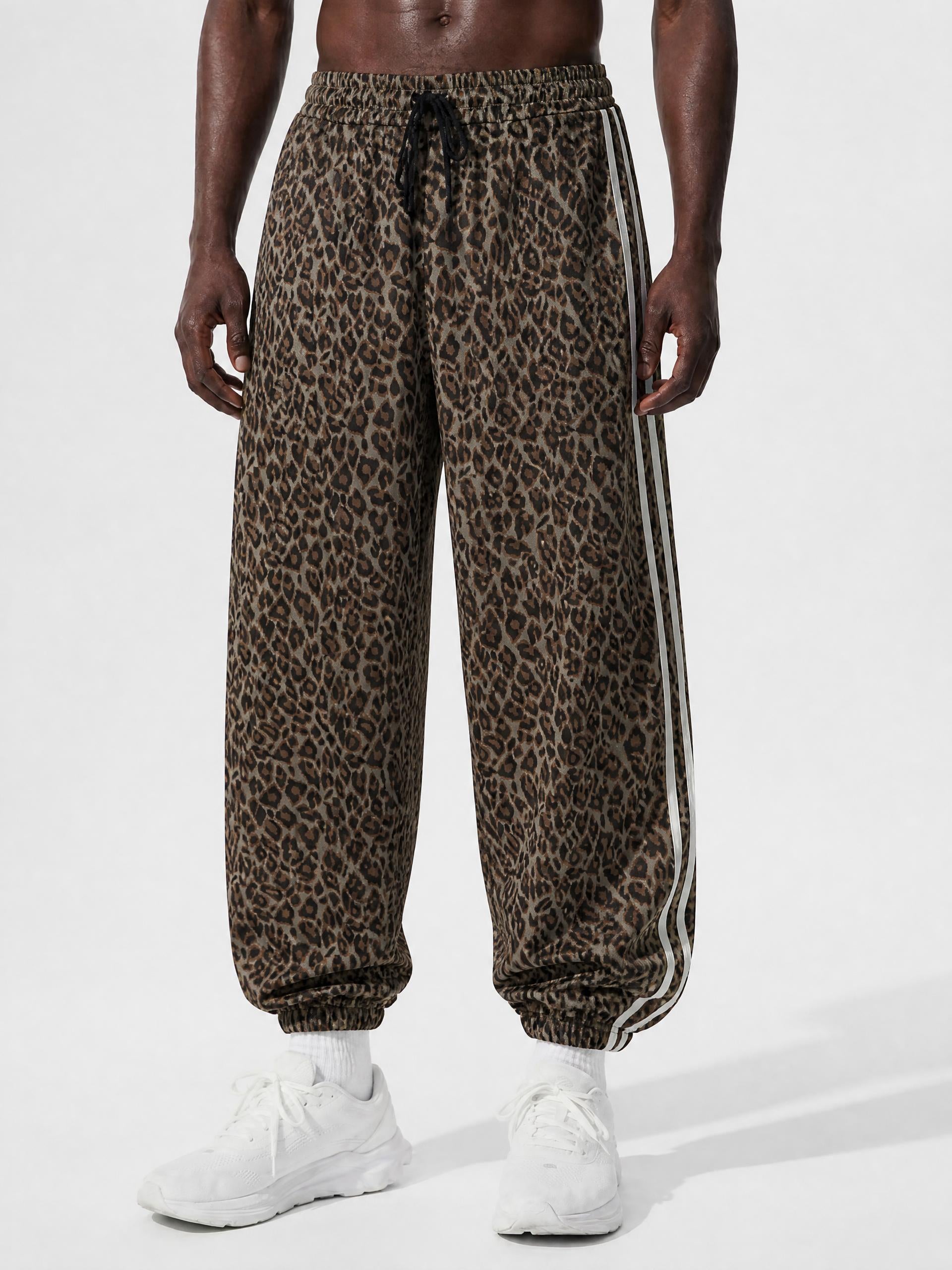 Unisex Leopard Barrel Leg Sweatpants