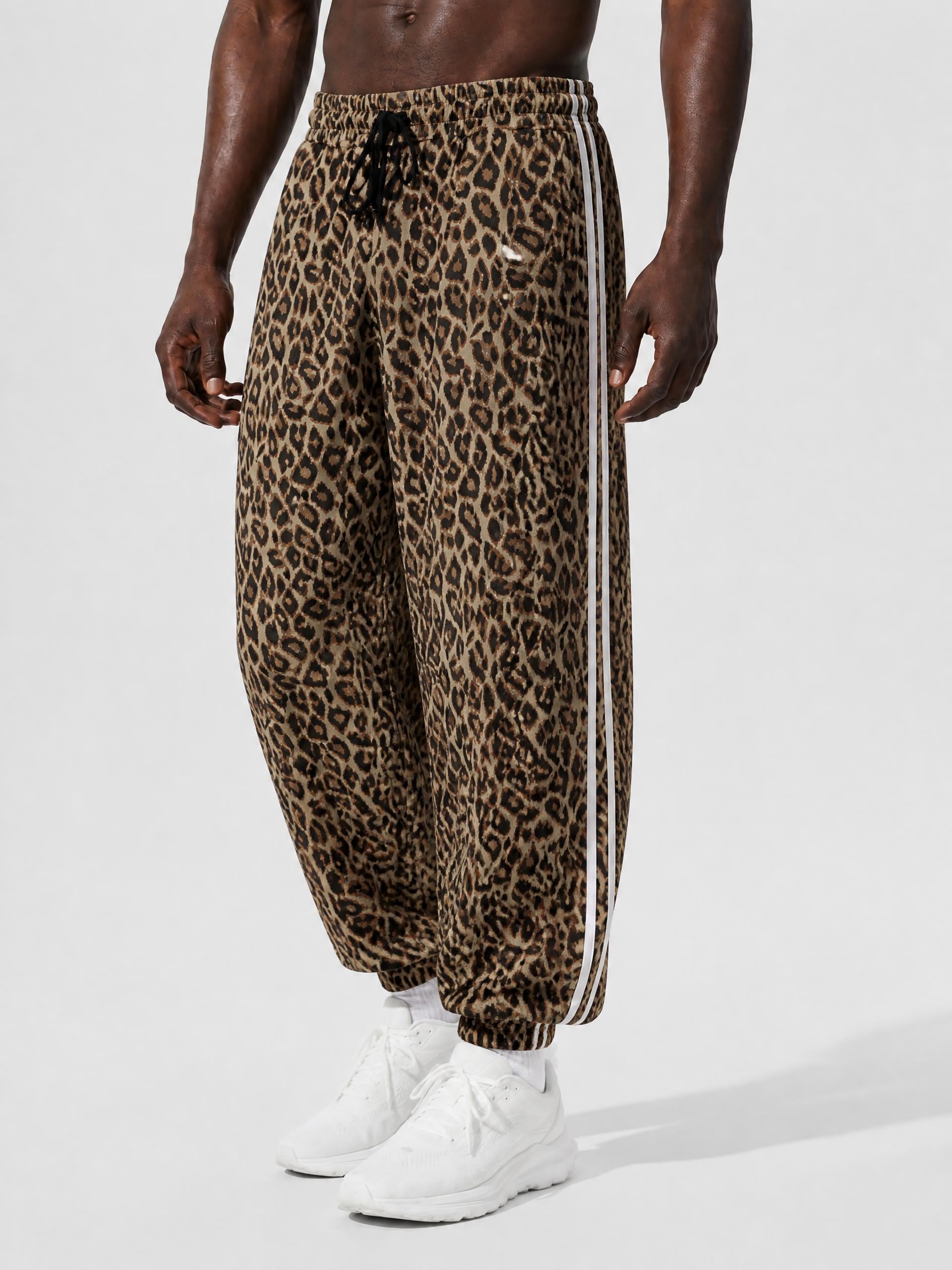 Unisex Leopard Barrel Leg Sweatpants
