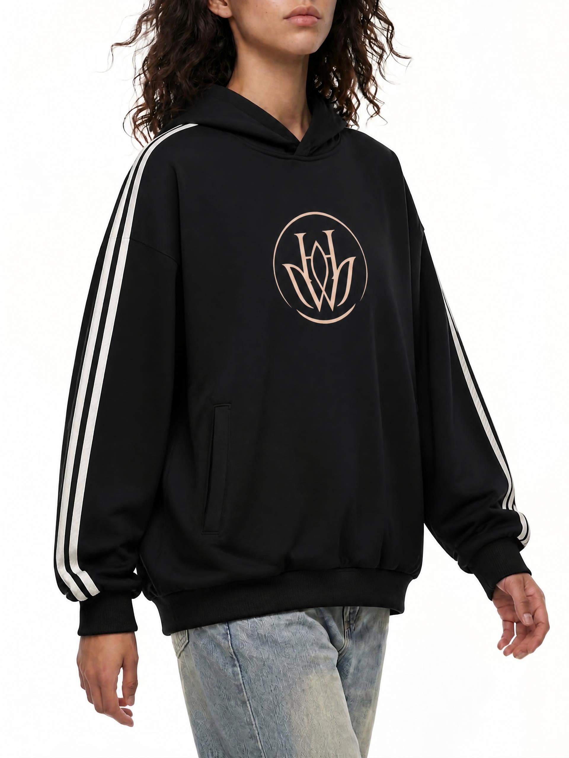 Side Stripe Drop-Shoulder Hoodie