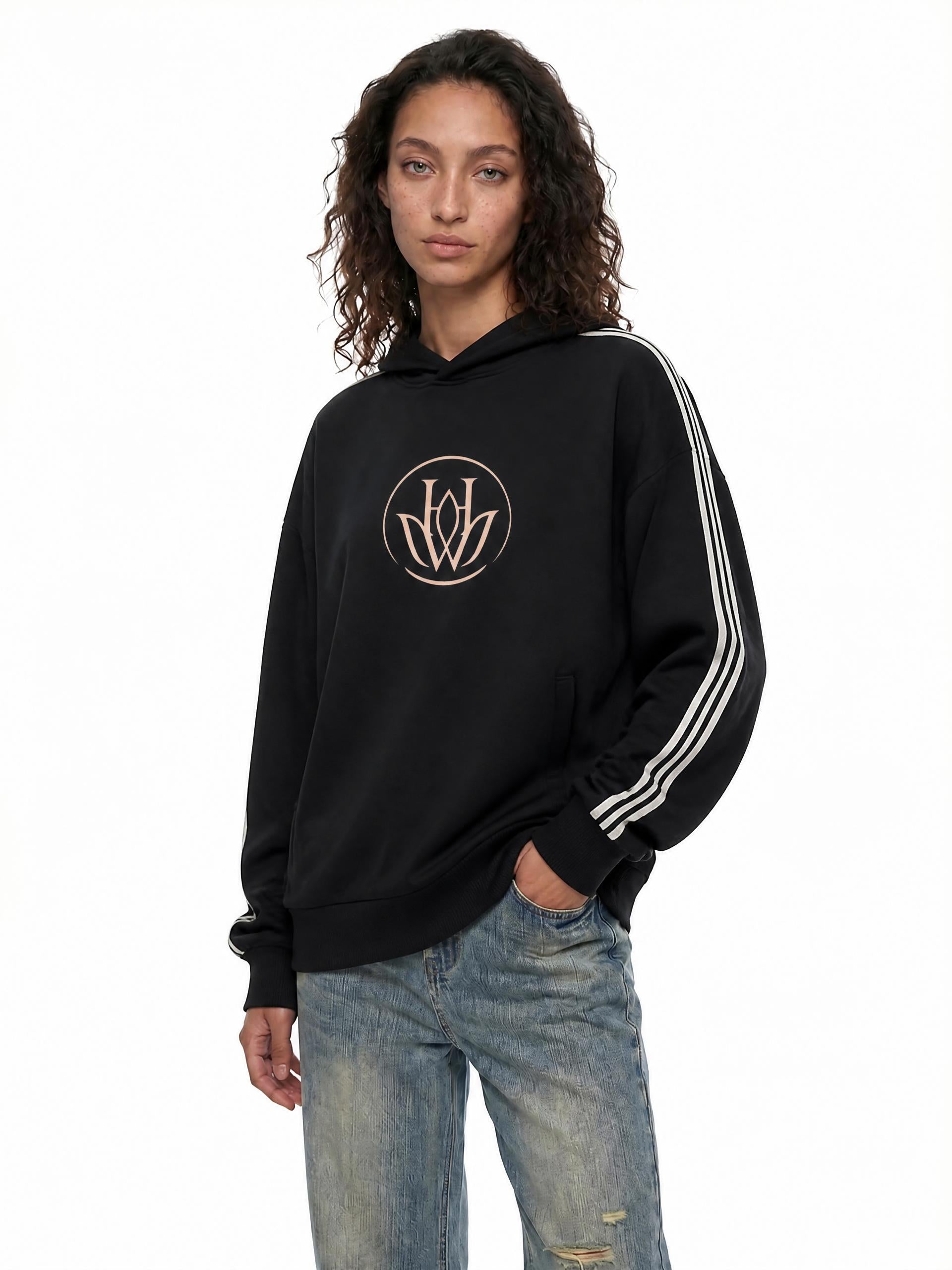 Side Stripe Drop-Shoulder Hoodie
