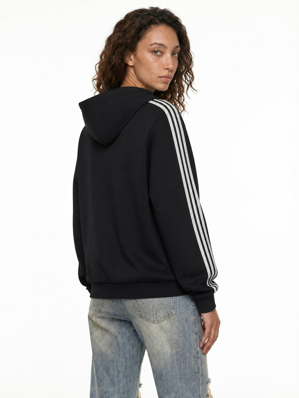 Side Stripe Drop-Shoulder Hoodie