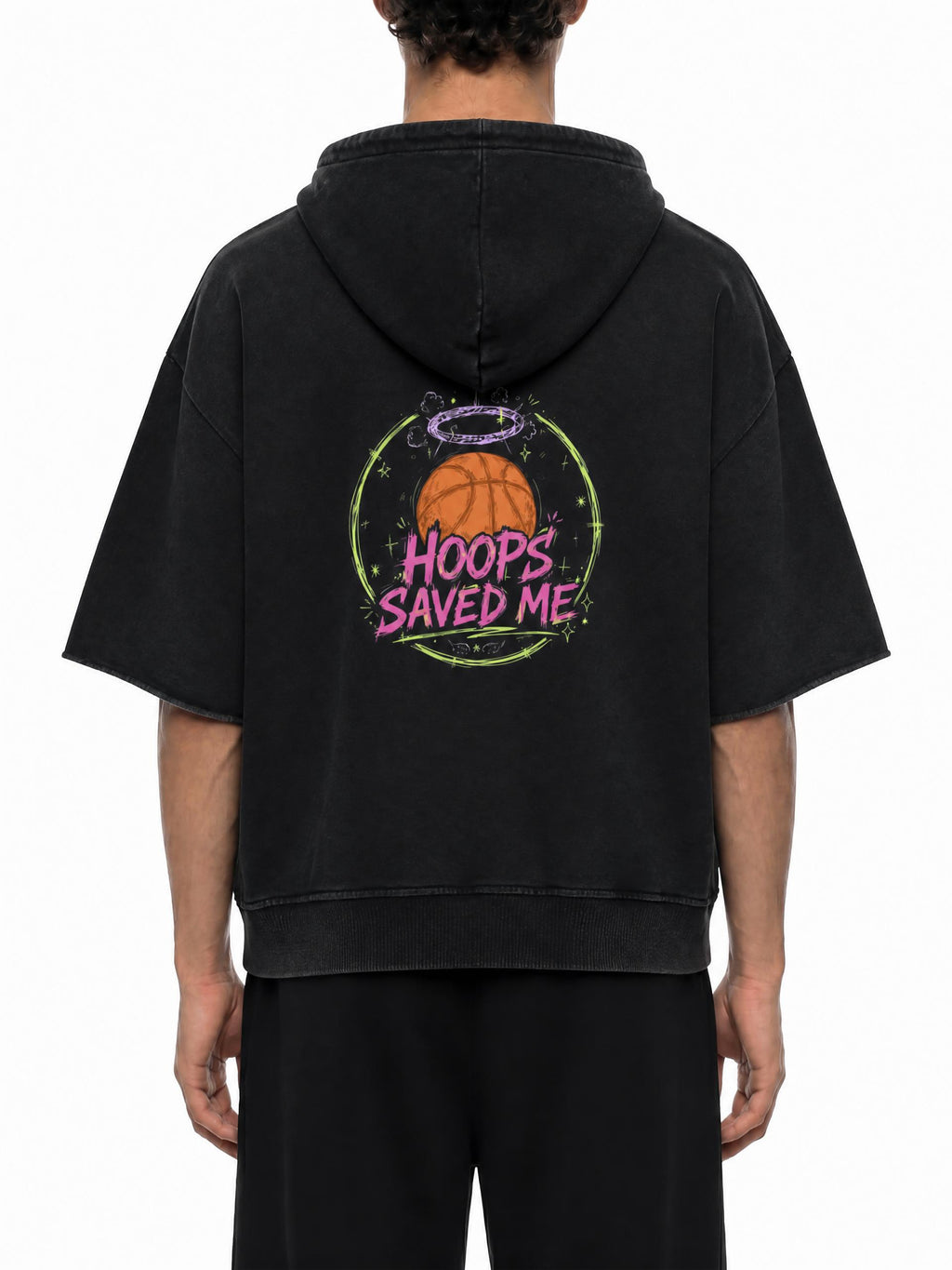 Unisex Mineral Wash Short Sleeve Hoodie