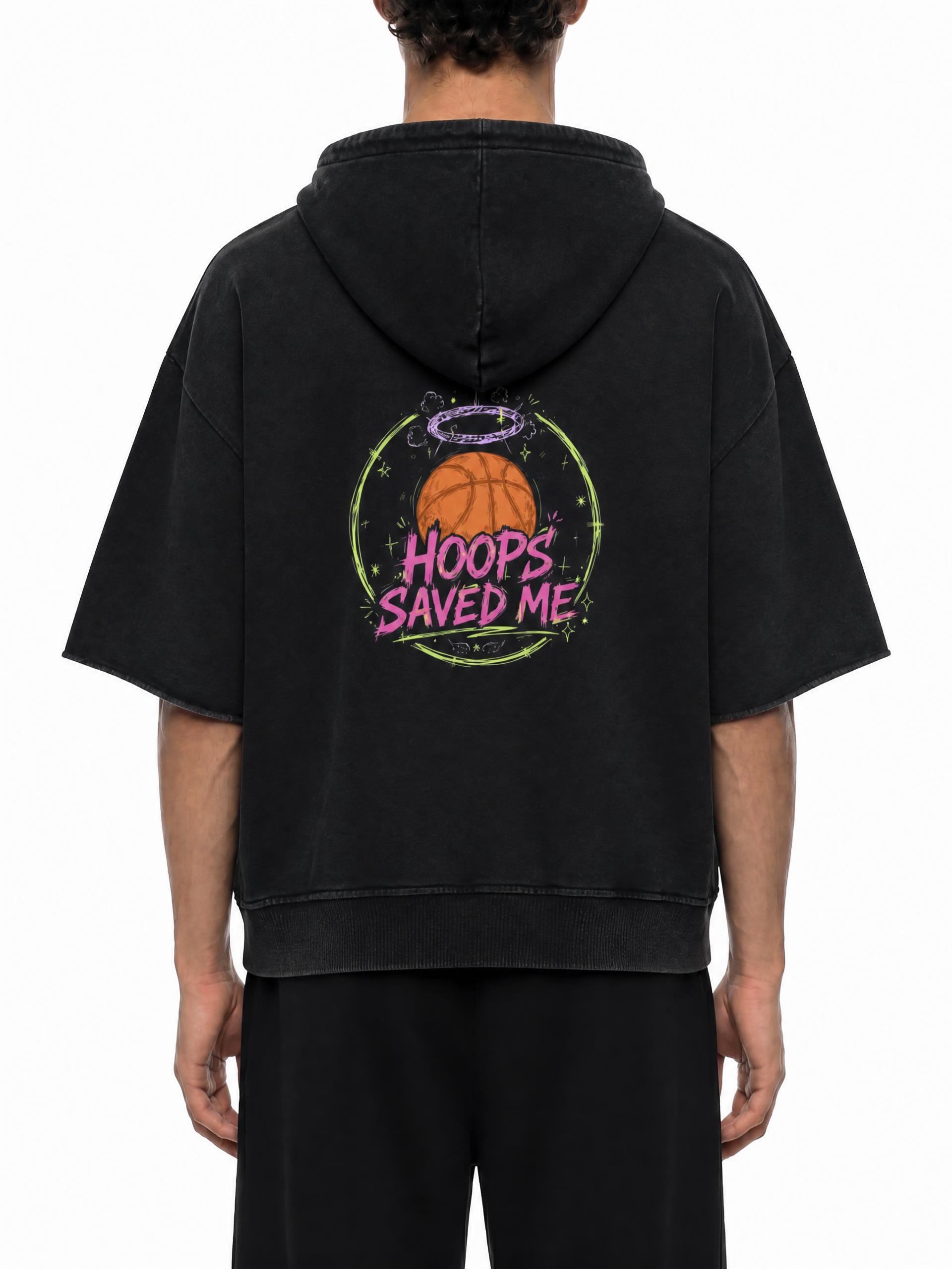 Unisex Mineral Wash Short Sleeve Hoodie