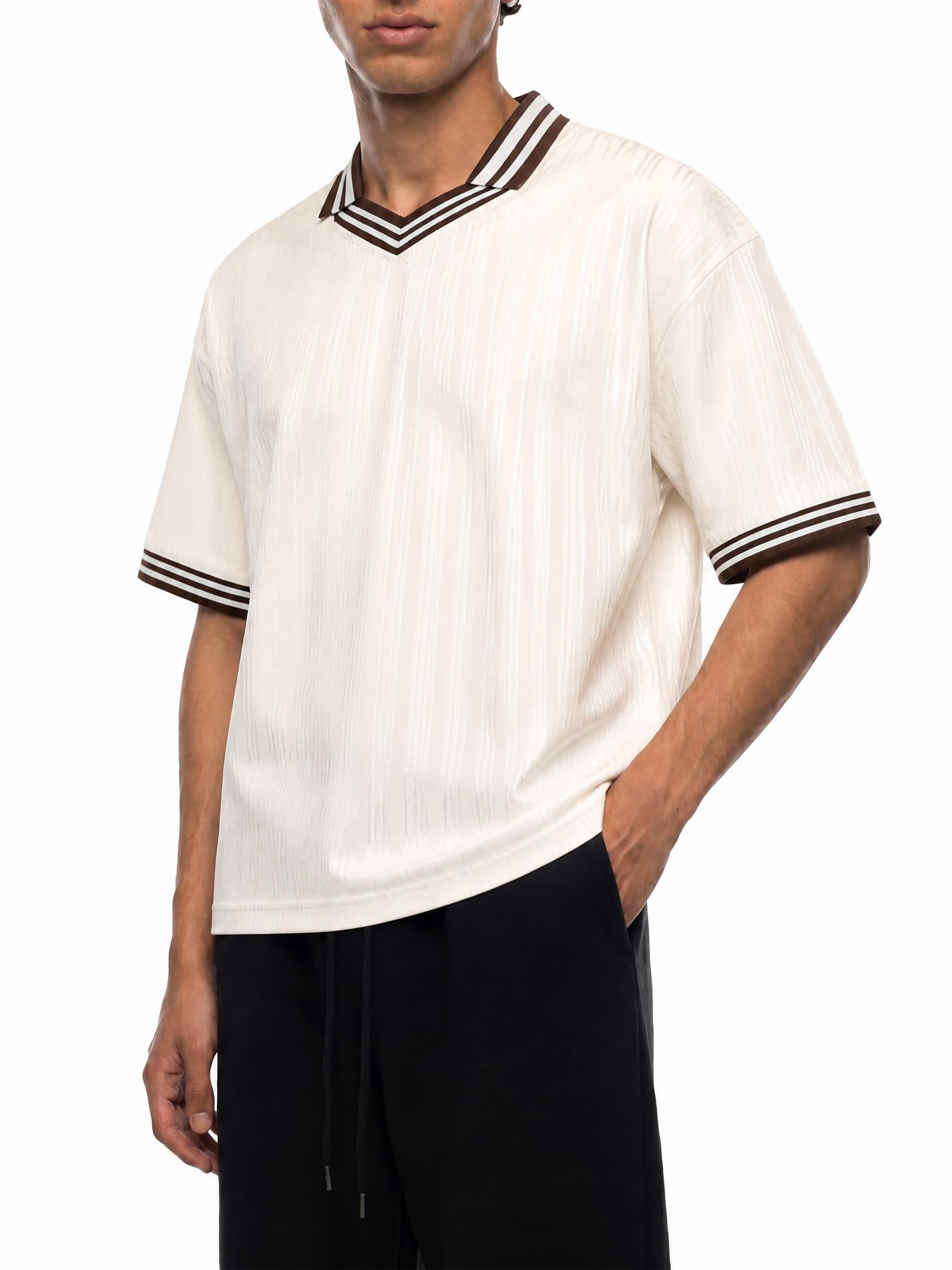 Contrast Stripes Polo Collar T-Shirt