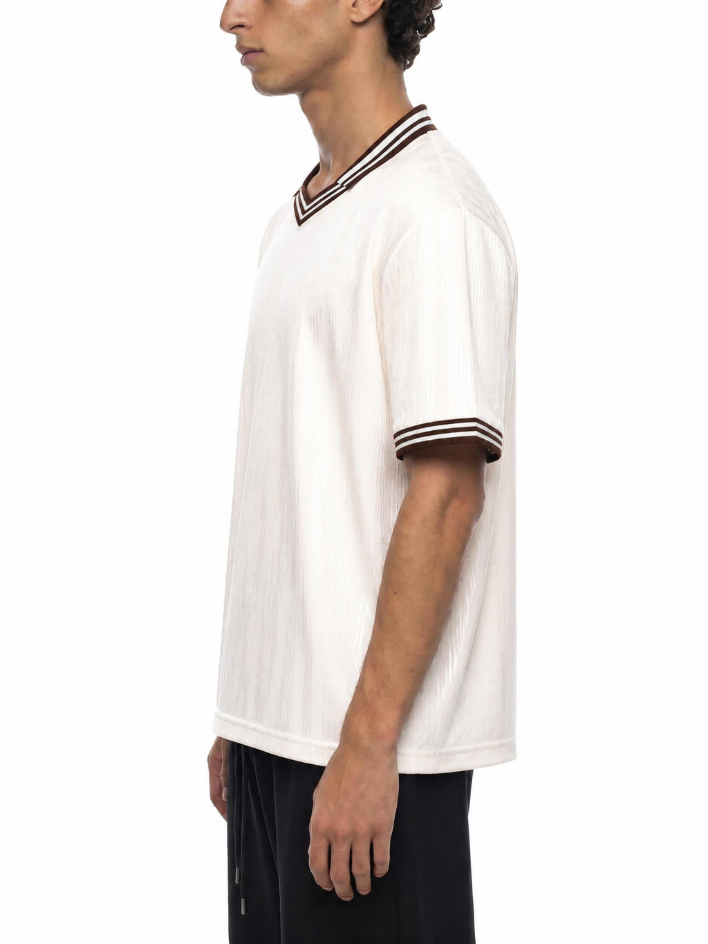Contrast Stripes Polo Collar T-Shirt