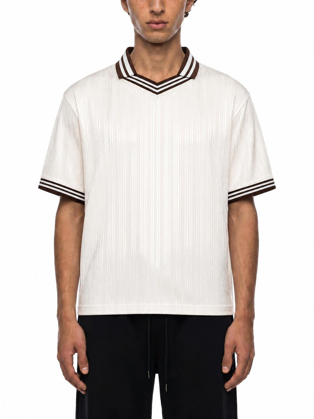 Contrast Stripes Polo Collar T-Shirt