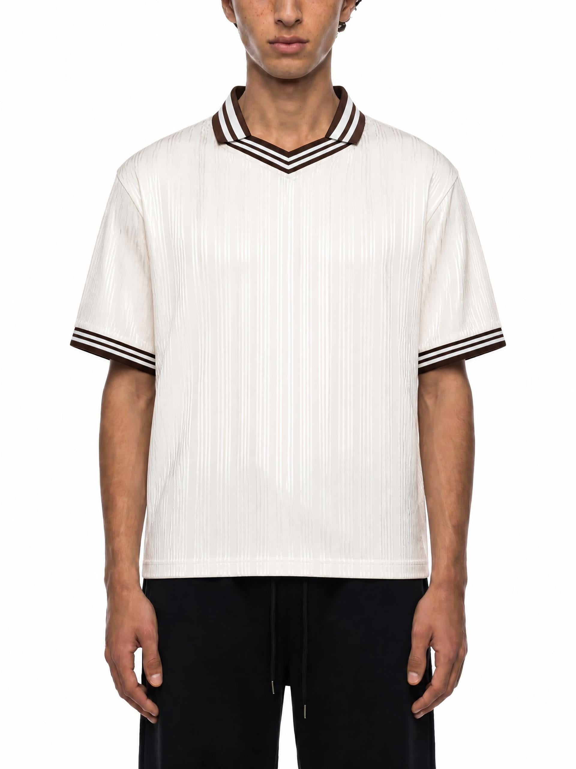 Contrast Stripes Polo Collar T-Shirt