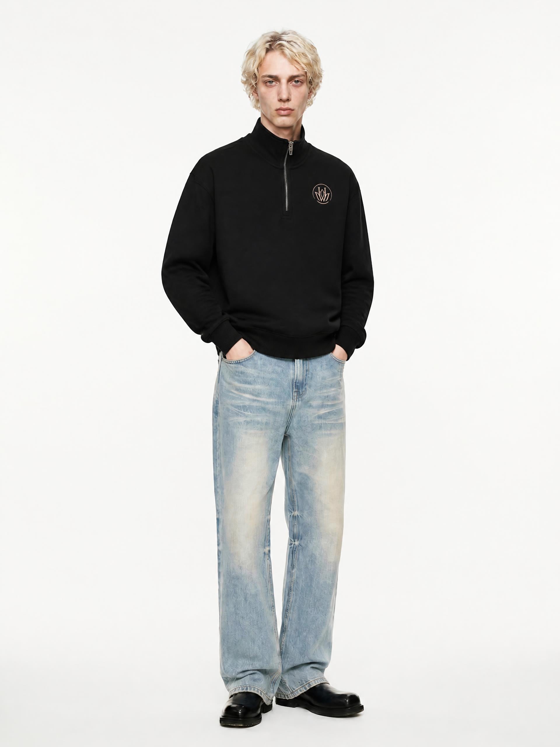Quarter-Zip Drop Shoulder Sweatshirt