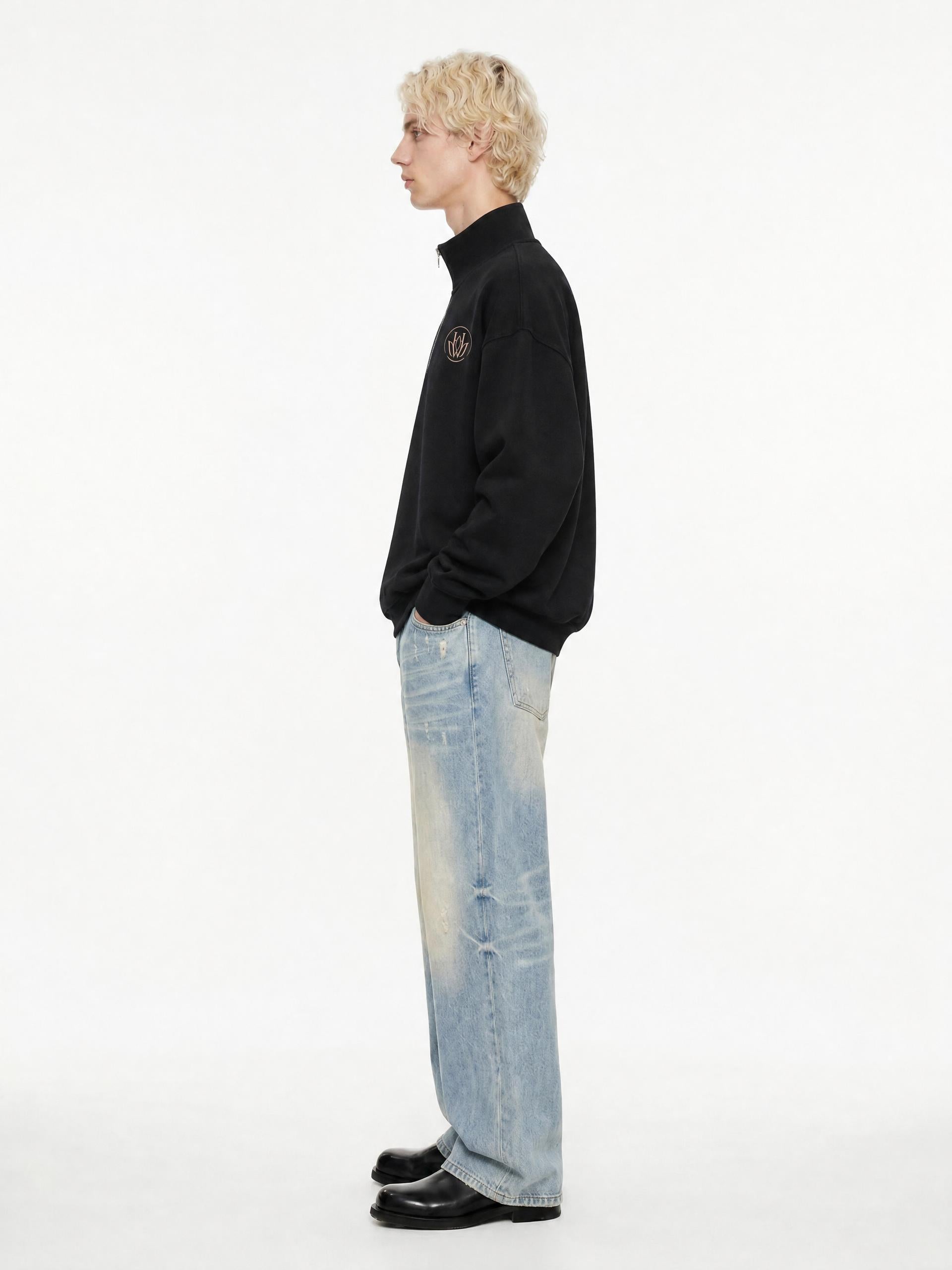 Quarter-Zip Drop Shoulder Sweatshirt