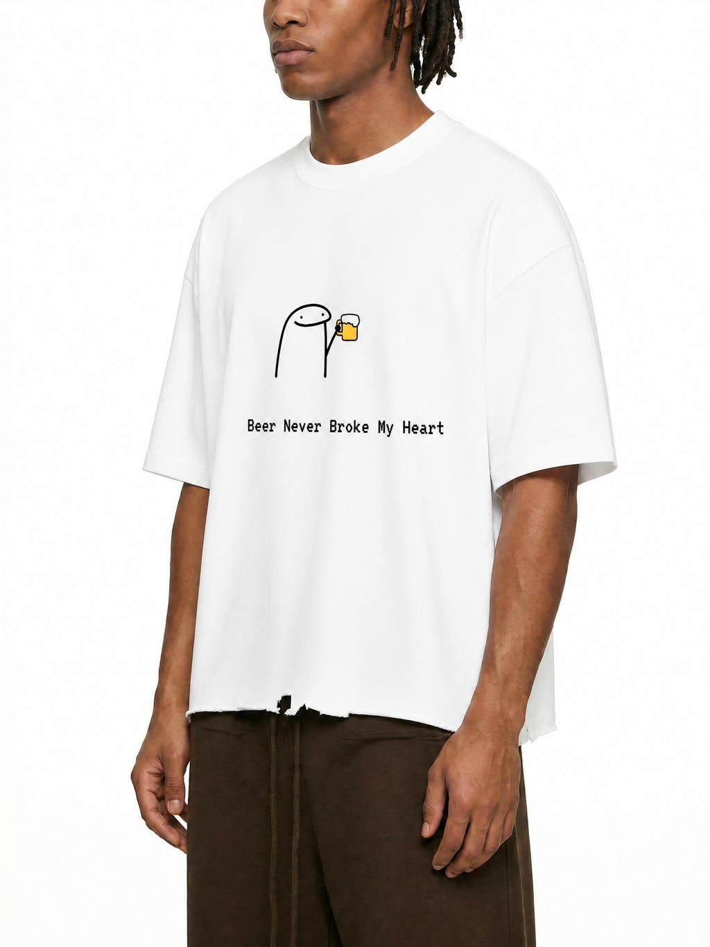 Snow Wash Raw-Hem Boxy T-shirt