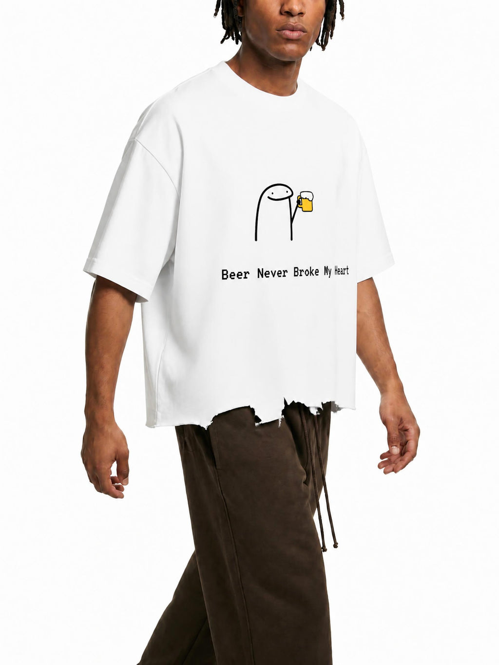 Snow Wash Raw-Hem Boxy T-shirt