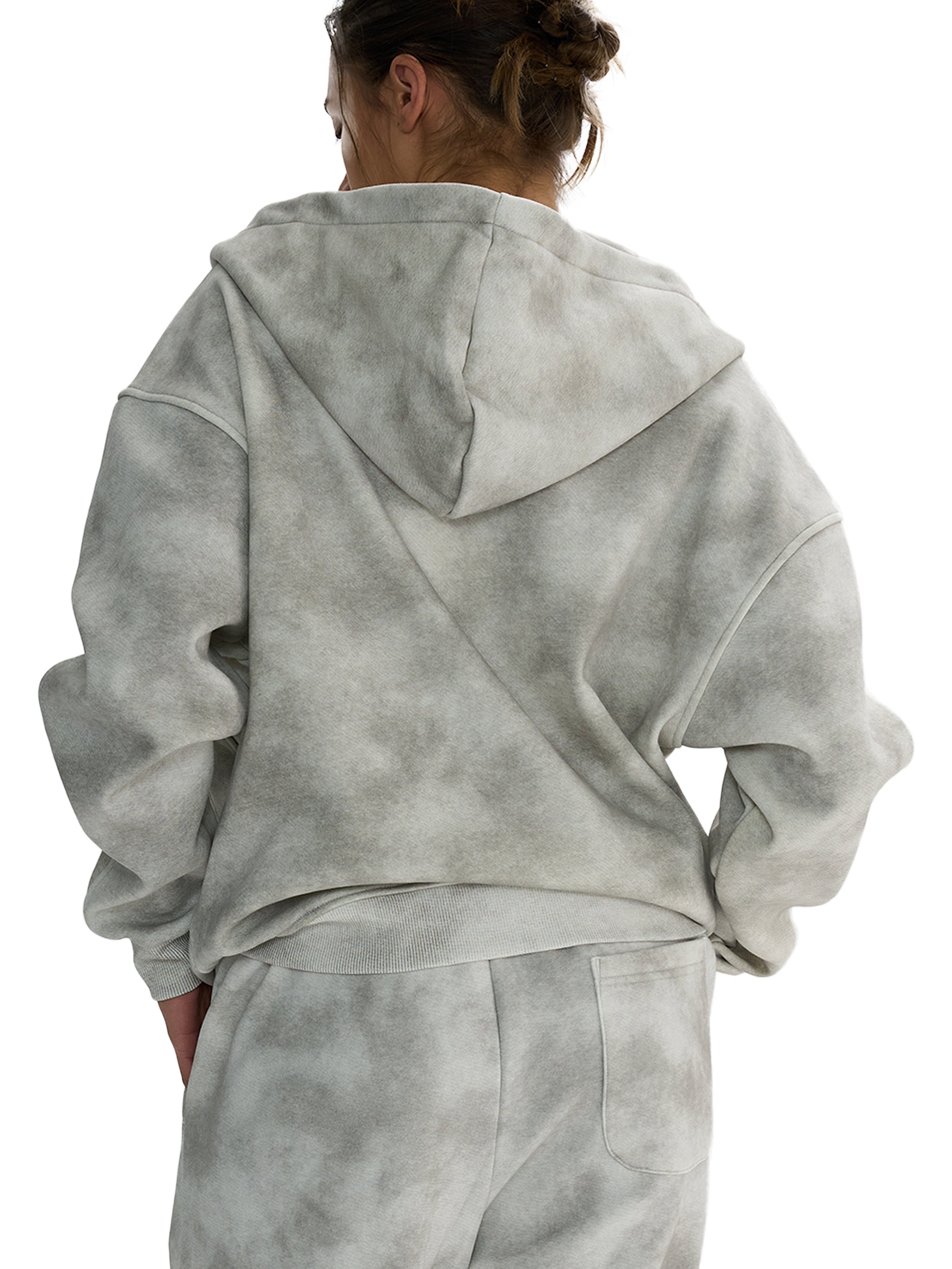Unisex Vintage Wash Leopard Full Zip Hoodie