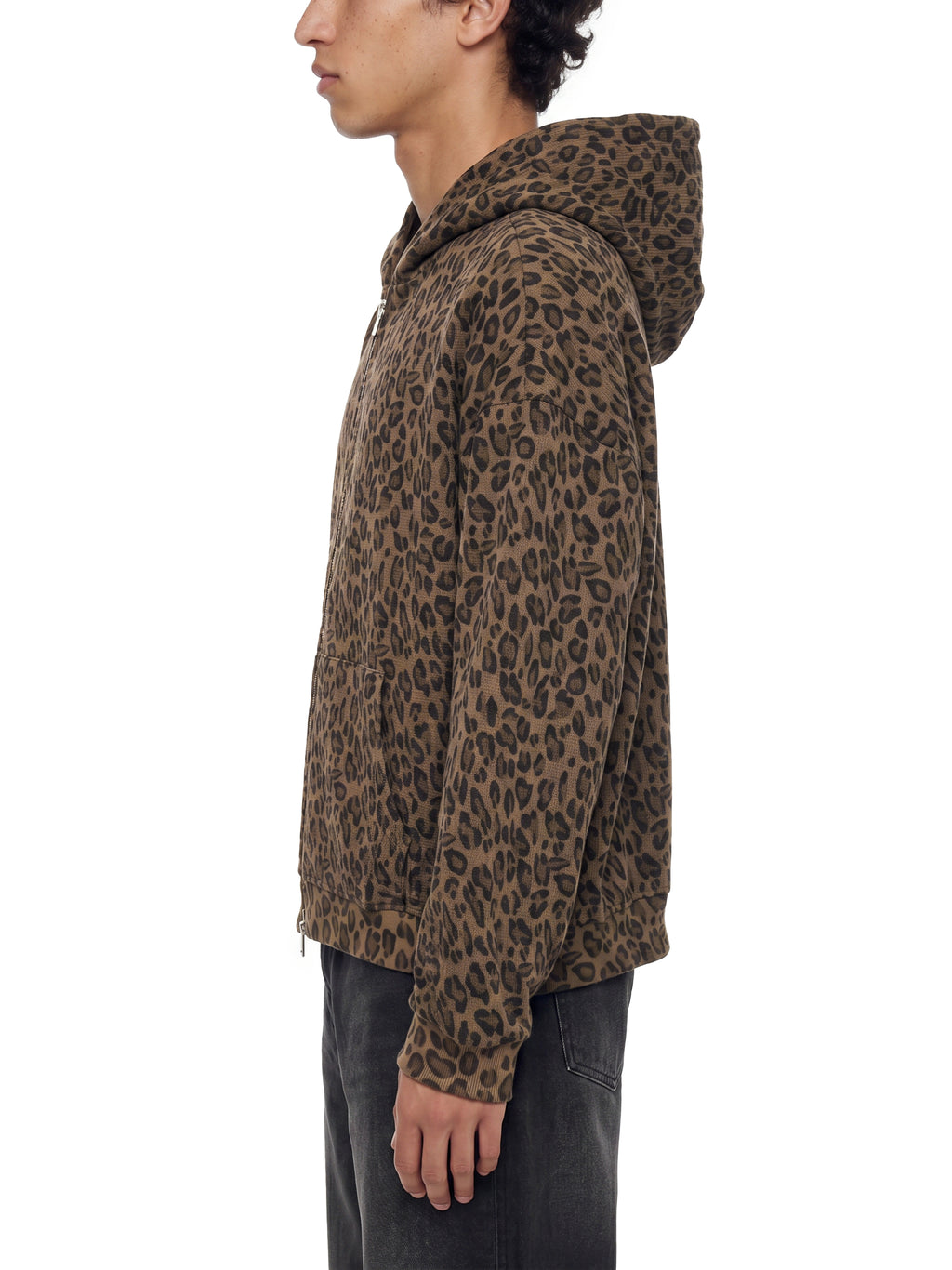 Unisex Vintage Wash Leopard Full Zip Hoodie