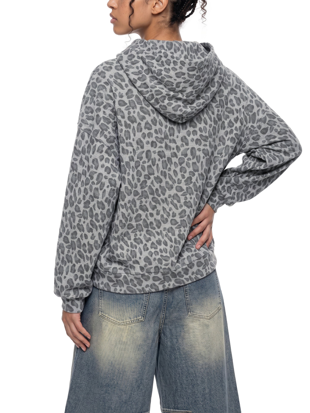 Unisex Vintage Wash Leopard Full Zip Hoodie