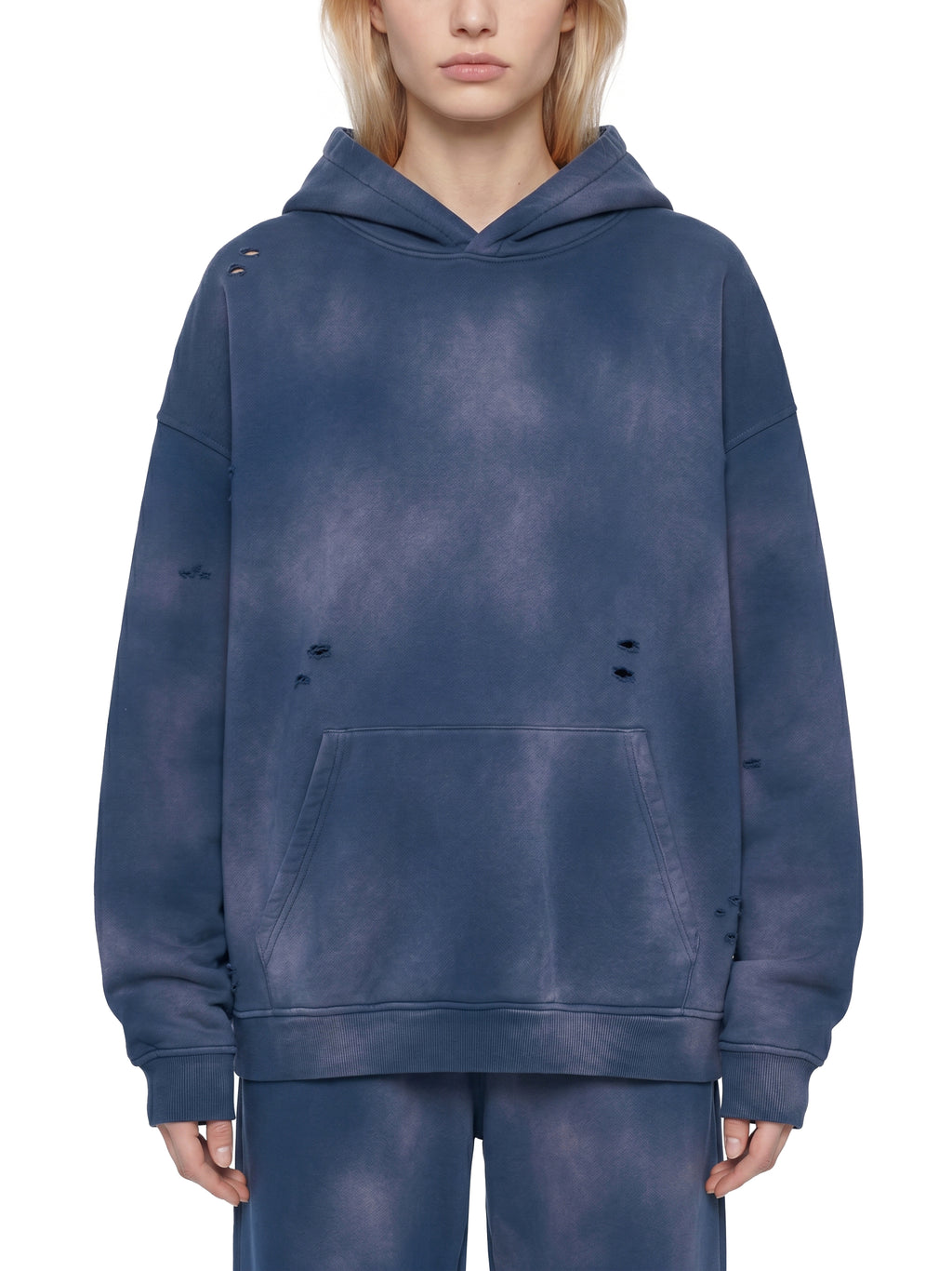 Unisex Sunfade Frayed Fleece Hoodie
