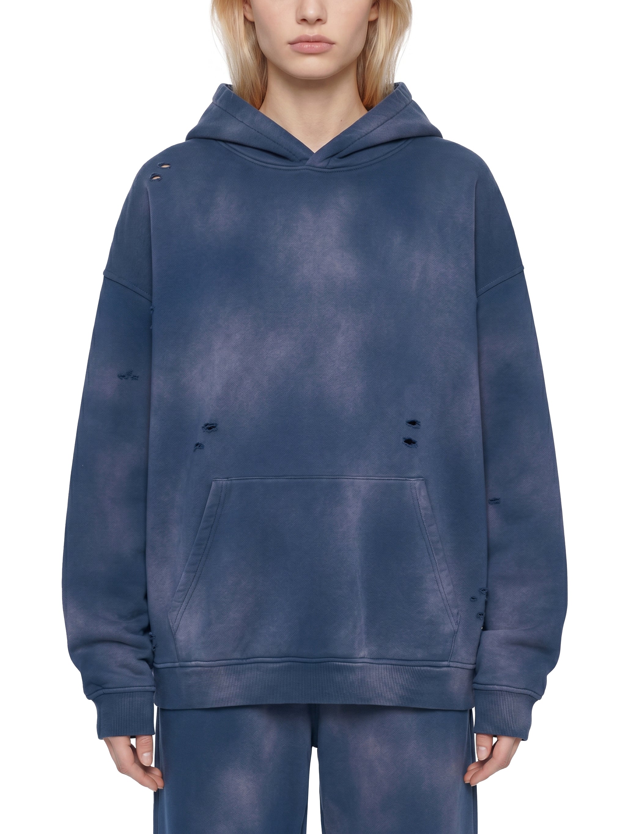 Unisex Sunfade Frayed Fleece Hoodie