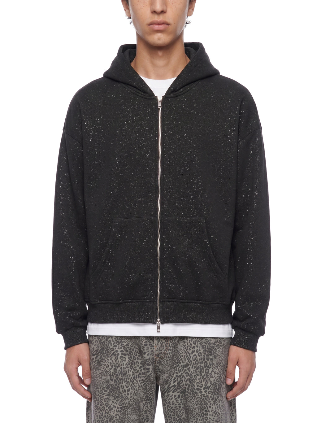 Unisex Vintage Wash Leopard Full Zip Hoodie