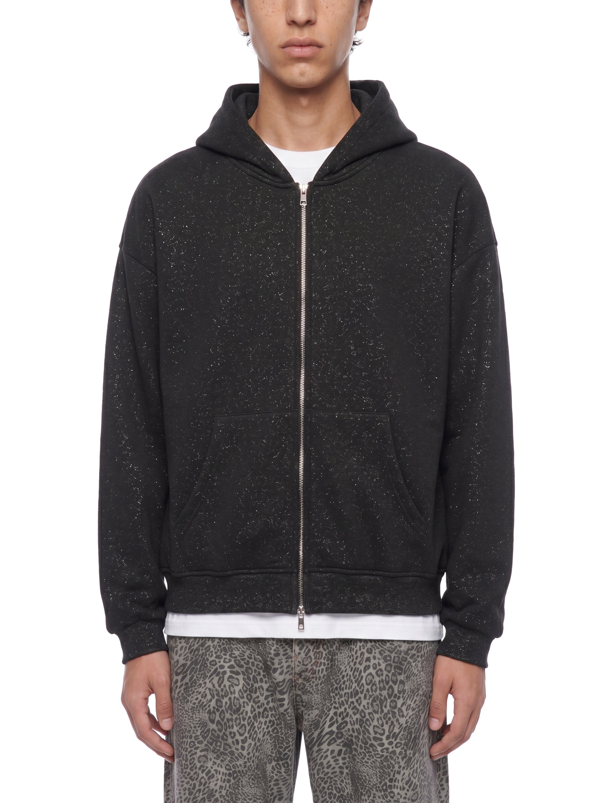 Unisex Vintage Wash Leopard Full Zip Hoodie