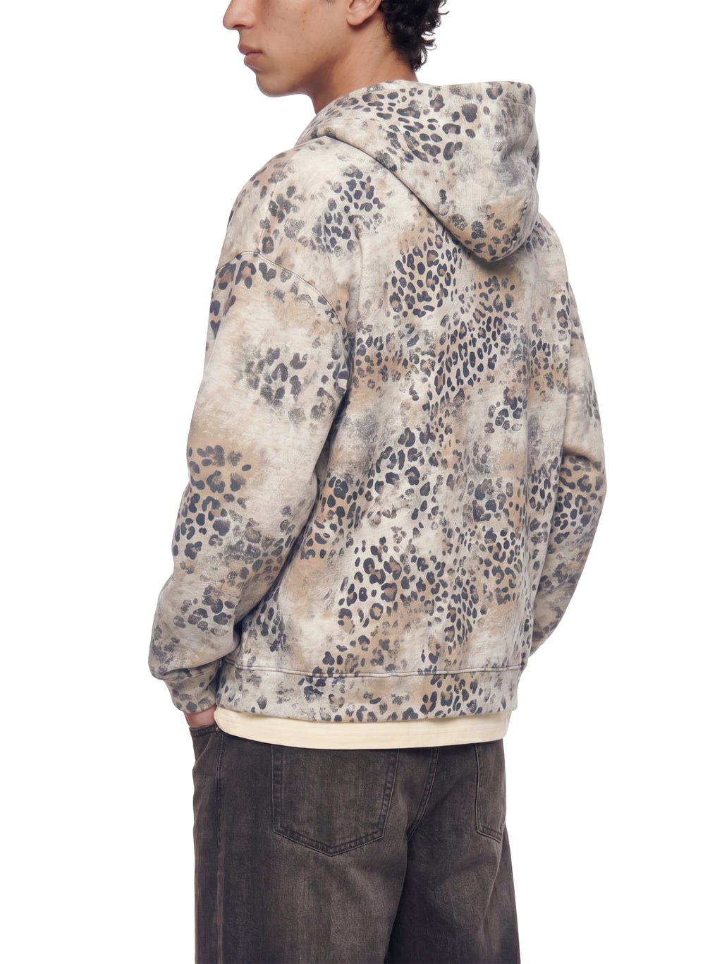 Unisex Vintage Wash Leopard Full Zip Hoodie