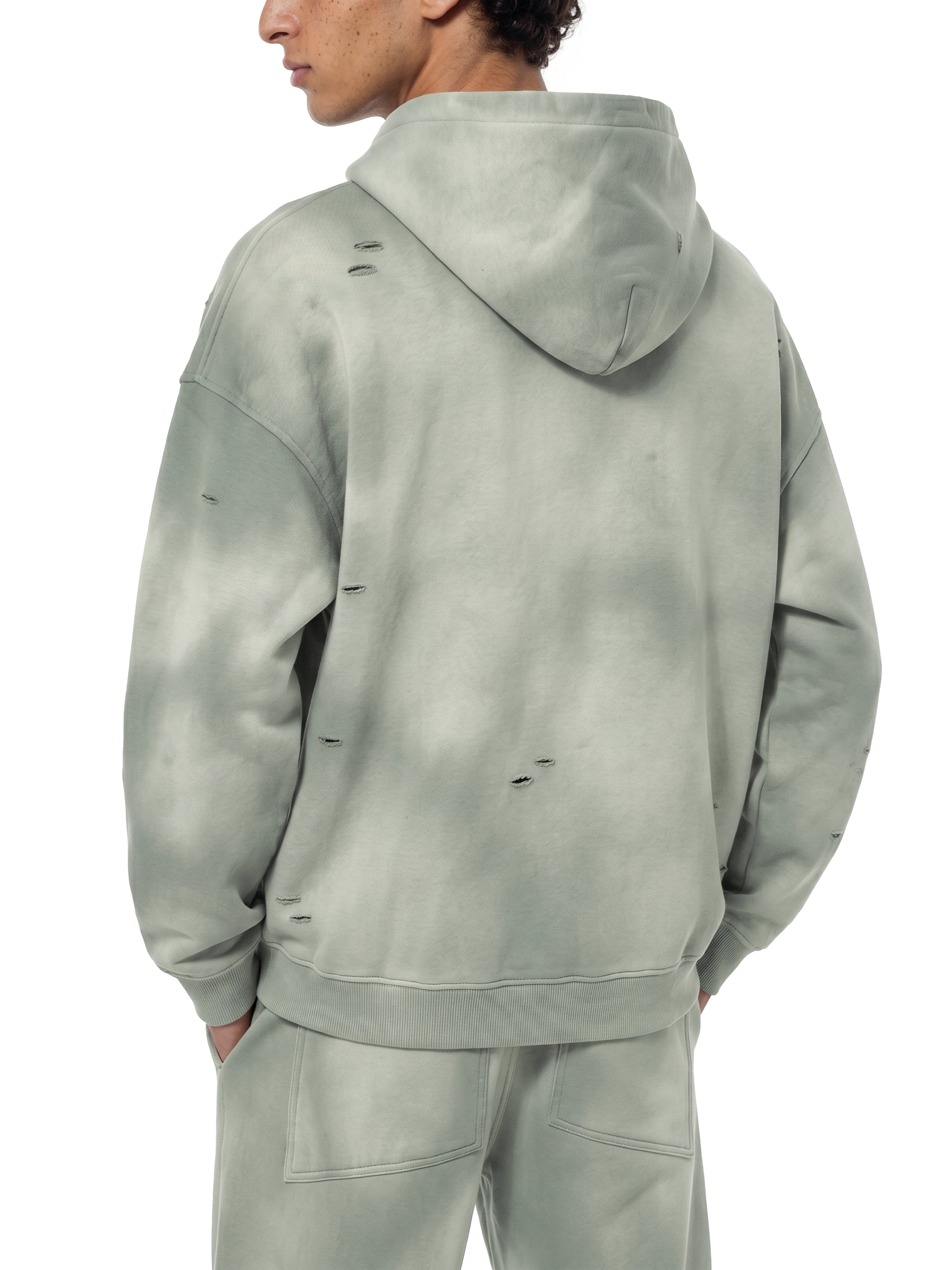 Unisex Sunfade Frayed Fleece Hoodie