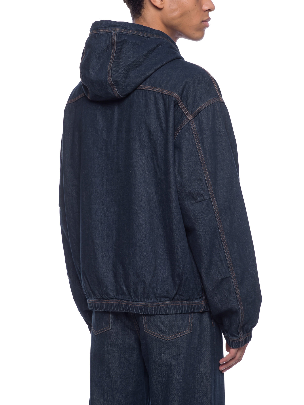 Men's Boxy Vintage Wash Hooded Denim Jacket