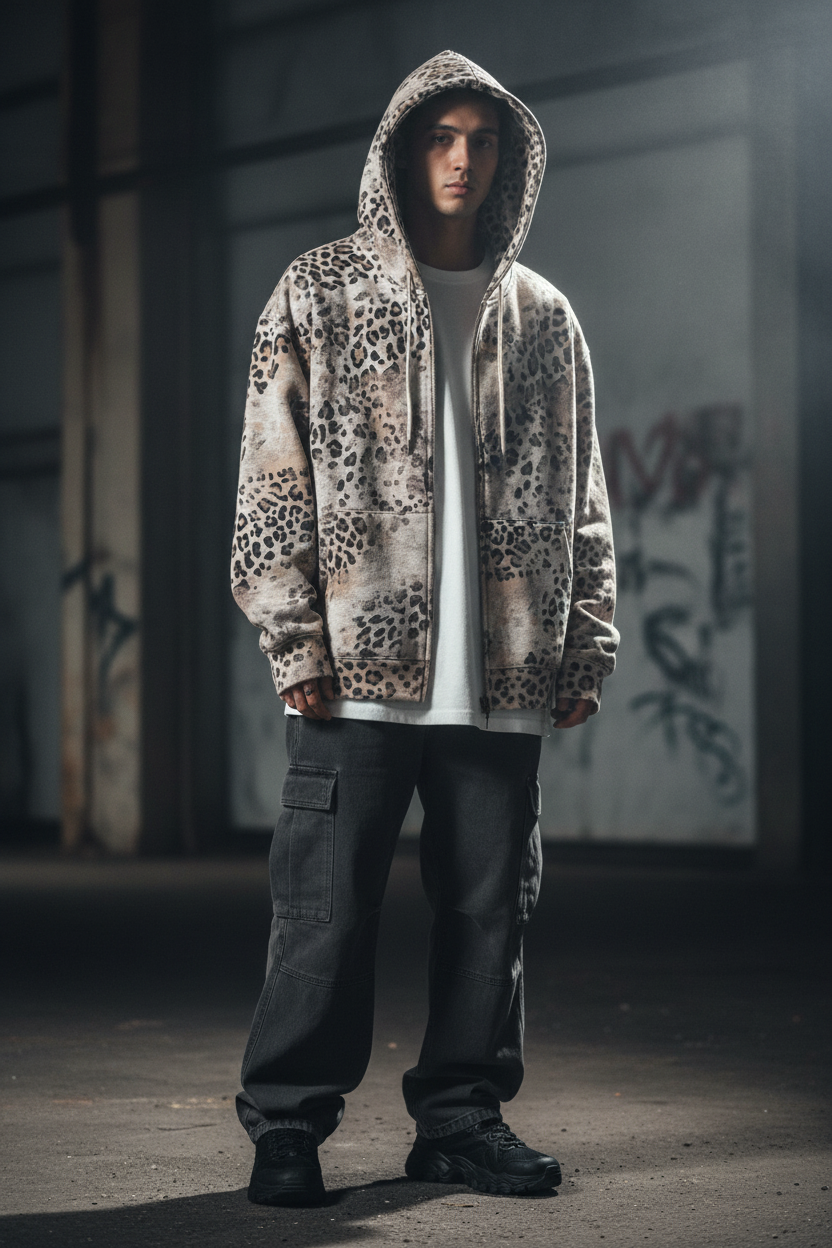 Leopard Full Zip Hoodie